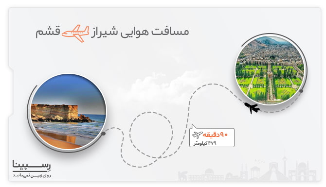 مسافت و مدت زمان پرواز شیراز به قشم